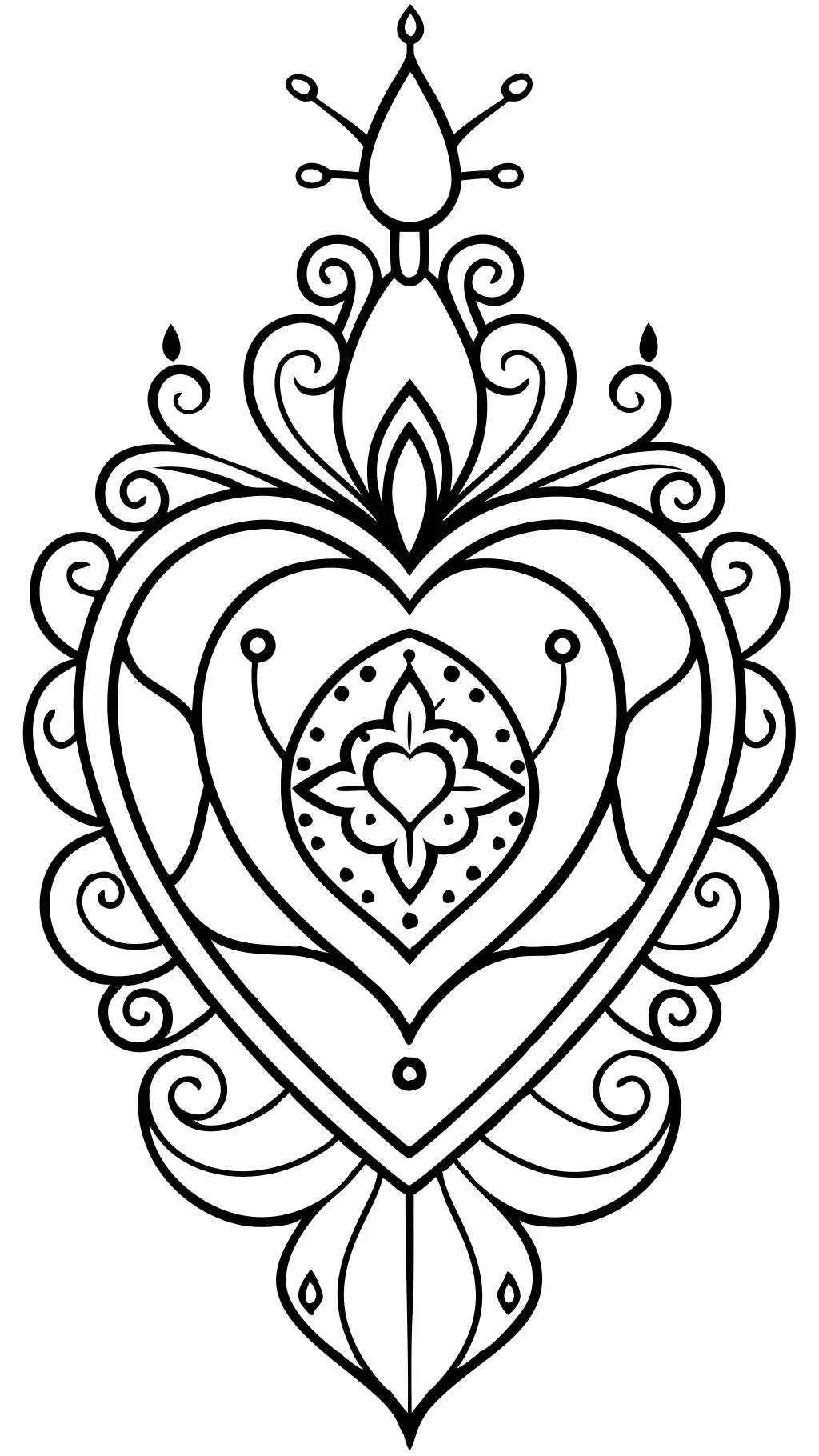 fancy heart coloring page